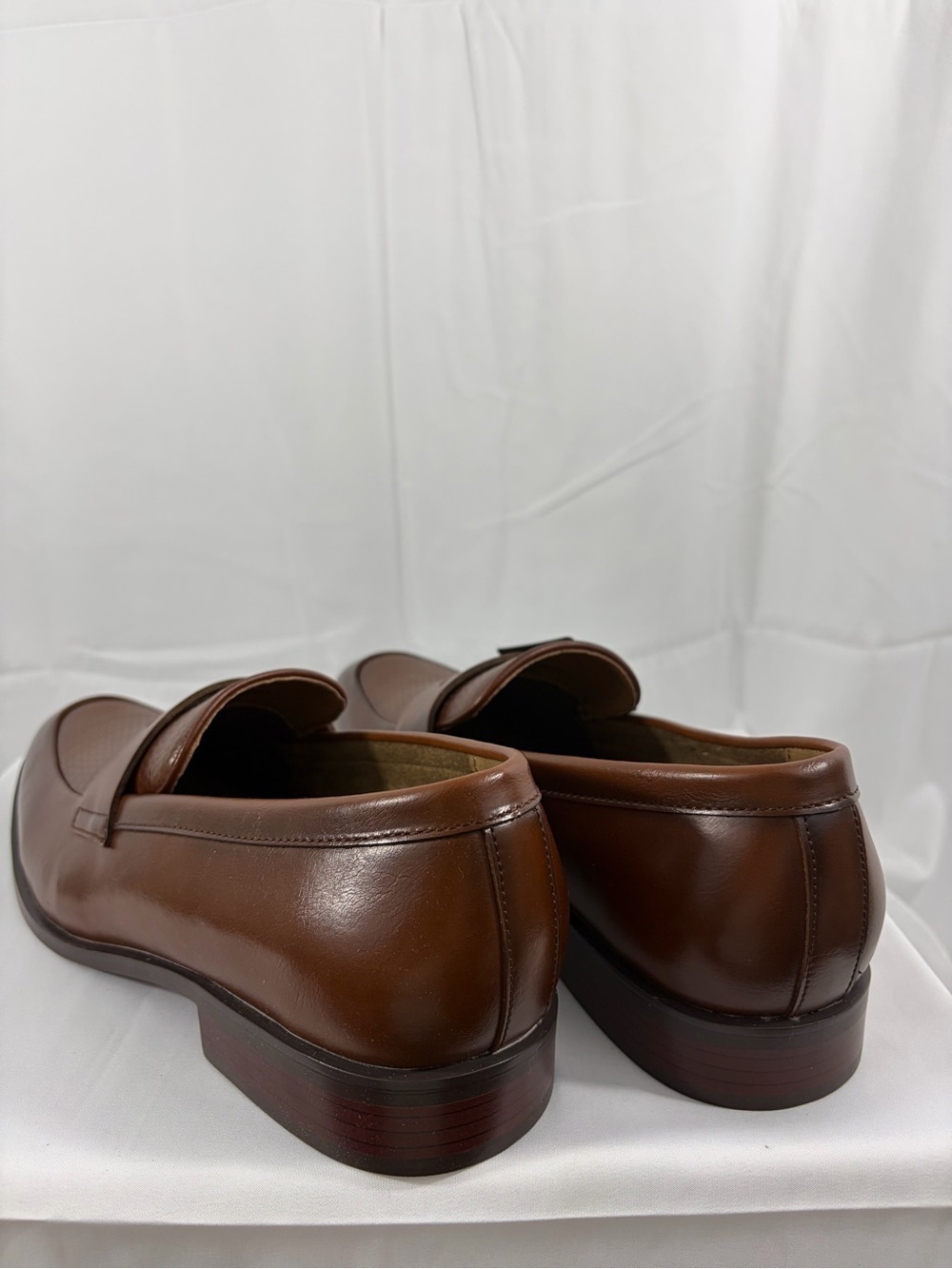 NWT j.ferrar Men's Size 12 Cognac Brown Textured Penny Loafers - Picture 6 of 9